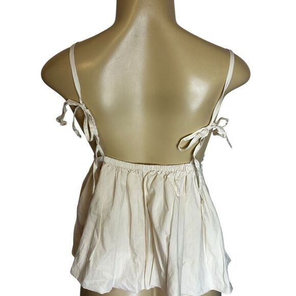 Anthropologie Crocheted Bubble Tank tie strap boho top in ivory small - Picture 5 of 9